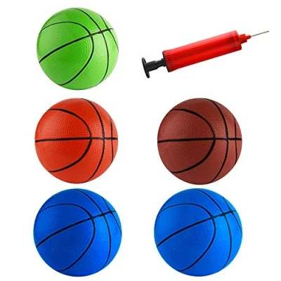 Image of FEPITO 5 Pcs 16cm Mini Basketball Inflation Ball Toys with Pump and Needles for Kids