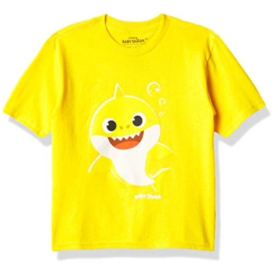 Image of Nickelodeon Boys Baby Shark Big Face Toddler Short Sleeve T Shirt, Yellow, 4T