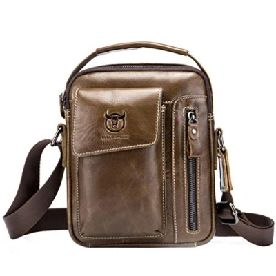 Image of Xieben Vintage Leather Mens Handbag Shoulder Bag for Men Everyday Casual Business Briefcase Cross Body Messenger Pack Tote Handbags Brown