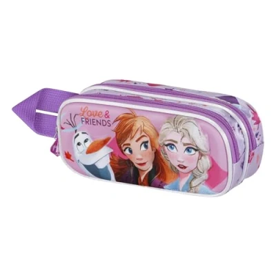Image of Disney Frozen 2 Friends 3D Double Pencil Case, Fuchsia, 22 x 9.5 cm