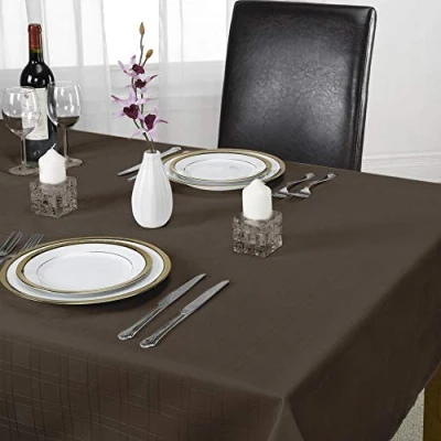 Image of Emma Barclay Chequers Jacquard Table Cloth in Chocolate 70&quot; (178cm) Round