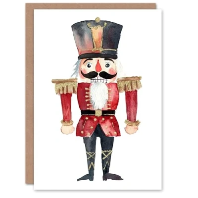 Image of Artery8 Nutcracker Soldier Doll Toy Illustration Blank For Him Or Her Art Xmas Festive Christmas Card