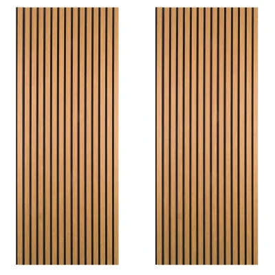 Image of DecorAndDecor Acoustic Slat Wood Wall Panel and Ceiling Panelling Decorative 3D MDF 240 x 60 Oak 2 Pack
