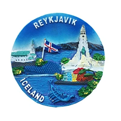Image of MUYU Magnet 3D Reykjavik Iceland Fridge Souvenir Gift Refrigerator Magnetic Sticker Collection, 6.3X6.3 CM