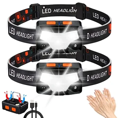 Image of Head Torch Rechargeable, Super Bright Headlamp Flashlight 1500 Lumen, 9 Lighting Modes, Detachable Head, Motion Sensor, Lightweight Waterproof Headlight for Running, Camping, Fishing