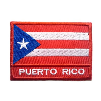 Image of Puerto Rico Flag Banner Iron on Patches Adhesive Emblem Stickers Appliques, Size: 2.05 x 2.87 inches