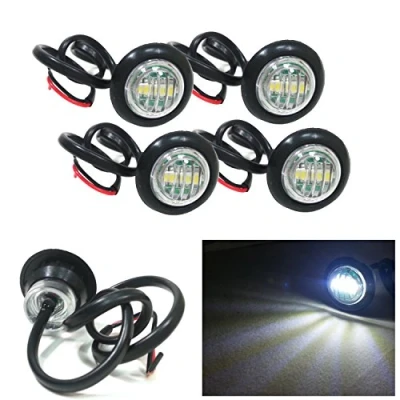 Image of flexzon 4X 12V OUTLINE ROUND SIDE MARKER 3 LED WHITE LIGHTS LAMP FOR LORRY TRAILER TRUCK