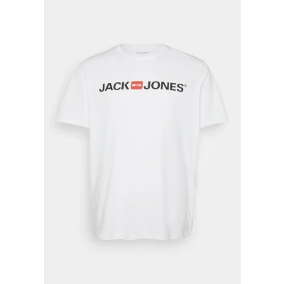 Image of Jack &amp; Jones Men&#039;s Jjecorp Logo Tee SS Crew Neck Noos Ps T Shirt, White, 2XL