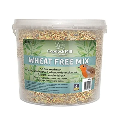 Image of Copdock Mill Wheat Free Wild Bird Seed 3.8kg / 5 Litre Tub Deters Pigeons All Year Round Food for Small Garden Birds 100% Natural