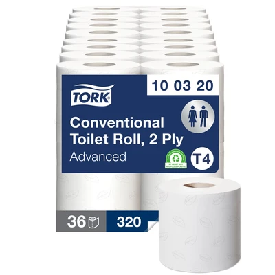 Image of Tork 472150 Conventional TR Advanced Toilet Rolls 2 Ply, Pack of 36