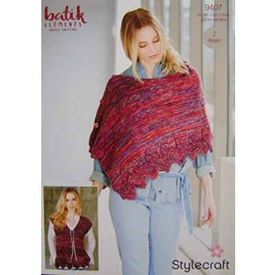 Image of Stylecraft Ladies Top &amp; Poncho Batik Elements Knitting Pattern 9407 DK