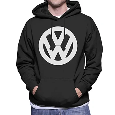 Image of Volkswagen White VW Logo Classic Retro Men&#039;s Hooded Sweatshirt