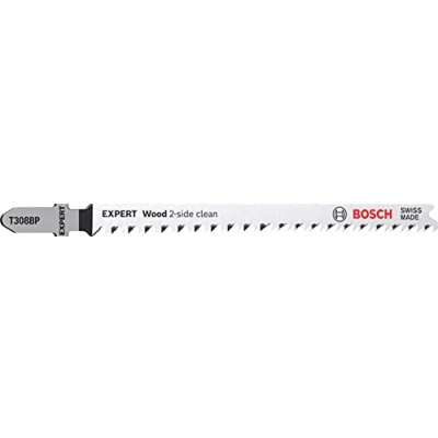 Image of Bosch 5x EXPERT wood 2 side clean T308BP Jigsaw Blade (for Solid furniture board, Plywood, Length 117 mm, Professional Accessory Jigsaw)