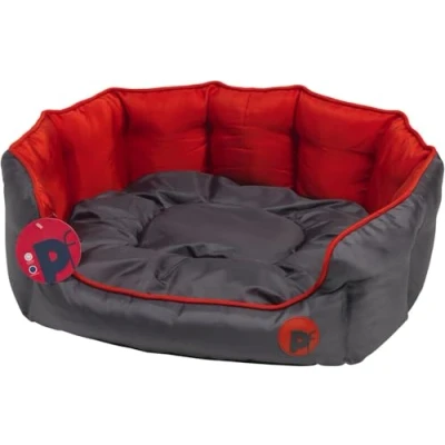 Image of Petface Waterproof Oxford Puppy/Dog Luxury Oval Dog Bed, Red, Small