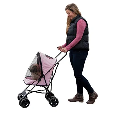 Image of Pet Gear Travel Lite Stroller for Cats and Dogs up to 15 pounds, Pink