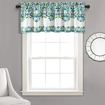 Image of Lush Decor Clara Curtains, Polyester, Blue &amp; Green, 18&quot; W x 52&quot; L (Pack of 1)