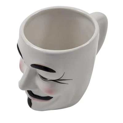 Image of Novelty Guy Fawkes Anonymous Vendetta White Mask Face Coffee Mug Tea Drinks Cup