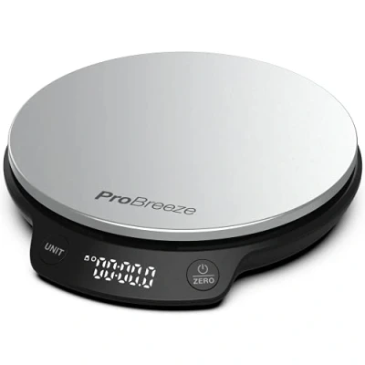 Image of Pro Breeze Kitchen Scales Digital Stainless Steel High Precision Weigh Scale for Baking and Cooking in g/ml/fl oz/lb oz
