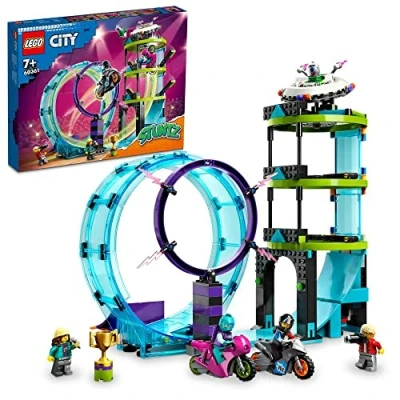 Image of LEGO 60361 City Stuntz Ultimate Stunt Riders Challenge, 3in1 Stunts for 1 or 2 Player Action, with Flywheel Powered Toy Motorbikes Kids, 2023 Set