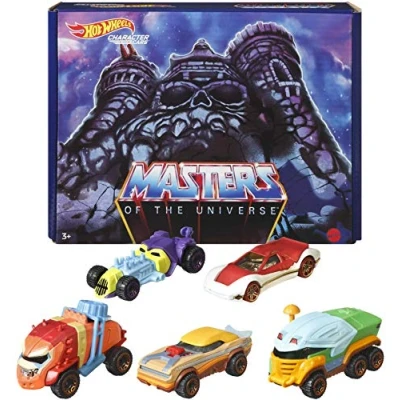 Image of Hot Wheels Masters of the Universe 5 Pack 1:64 Scale Character Cars, Collectible Vehicles Inspired by He Man, Skeletor, Man At Arms, Beast &amp; Teela, Gift for Collectors, Fans Kids Ages 3 Years