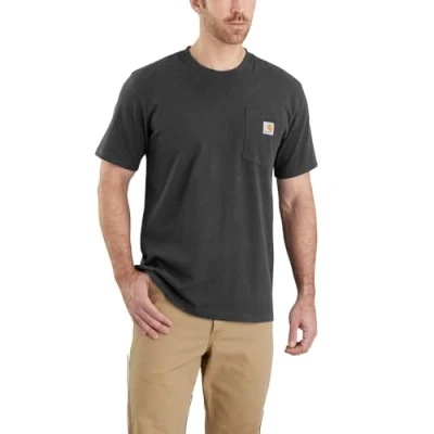 Image of Carhartt Men&#039;s Relaxed Fit Heavyweight Short sleeve K87 Pocket T shirt, Carbon Heather, XXL