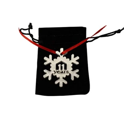 Image of 11 Years Cut Out Metal Snowflake Christmas Tree Hanging Decoration 11th Wedding Anniversary