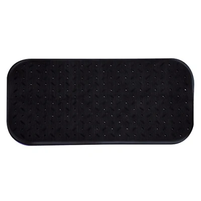 Image of MSV Premium Shower Mat Bath Antibacterial Non Slip with Suction Cups Black Smells of Roses Approx. 36 x 97 cm Washable at 60 C