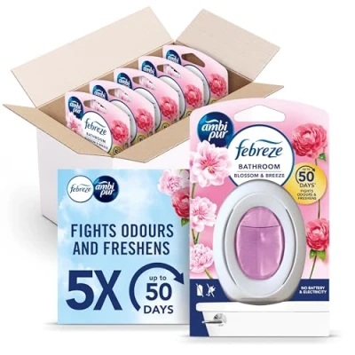 Image of Febreze Bathroom Air Freshener, Odour Eliminator, Blossom &amp; Breeze, 5 count