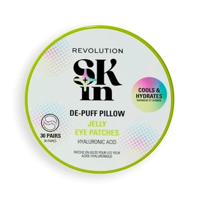 Image of Revolution SKin, De Puff Pillow Eye Patches, Hydrogel Patches With Hyaluronic Acid, Cools &amp; Hydrates Under Eyes, Vegan Cruelty Free, 30 Pairs