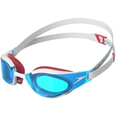 Image of Speedo Unisex Fastskin Hyper Elite Swimming Goggles Competitive Performance Training Hydrodynamic, Flame Red/Bolt/Aqua Blue, One Size