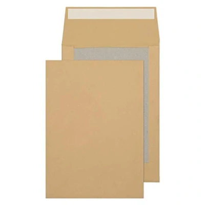 Image of Blake Purely Packaging C4 324 x 229 50 mm Board Back Gusset Pocket Peel &amp; Seal Envelopes (93935M) Manilla Pack of 125