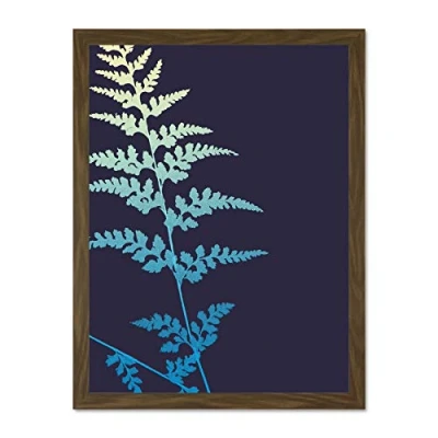 Image of Wee Blue Coo Bright Fern Illustration Large Framed Art Print Wall Poster 18x24 inch