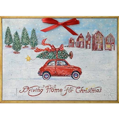 Image of Driving Home for Christmas Coppenrath Advent Calendar 52 x 38 cm Glitter and hanging ribbon.