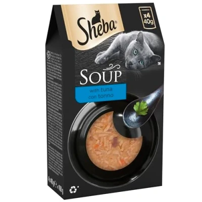 Image of Sheba Classics Cat Food Wet SOUP Pouches with Tuna Fillets, 10 x 4 40g