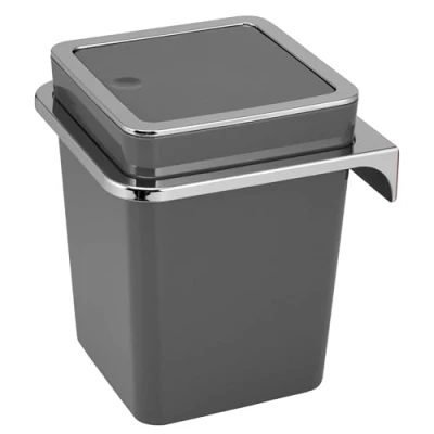 Image of bremermann Savona Cosmetic Bin with Wall Mount / Swing Lid Plastic 5.5 Litres Grey Square
