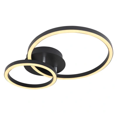Image of Reggy Twin Ring Integrated LED Semi Flush Ceiling Light Black 2x 3000K