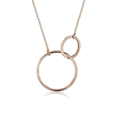 Image of Elli Women Genuine Jewellery Necklace Chain with Pendant Geo Circles Trend Bloggers 925 Sterling Silver Rose Gold Plated Length 45 cm