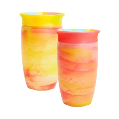 Image of Munchkin Miracle 360 12+ Month 10oz/296ml Baby Sippy Cups Free Flow Beaker for Toddlers Trainer Cup BPA Spill Dishwasher Safe Water Bottle with Easy Grip Handles Red/Yellow