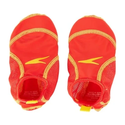 Image of Speedo Junior Pool Socks , Yellow/Red, 10 UK Child 13