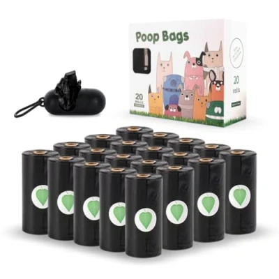 Image of velvet london Dog Poop Bags Rolls with Dispenser 300 Poo Dogs Unscented Leak Proof Waste Bag Refill (Black 900 Counts (60 rolls))