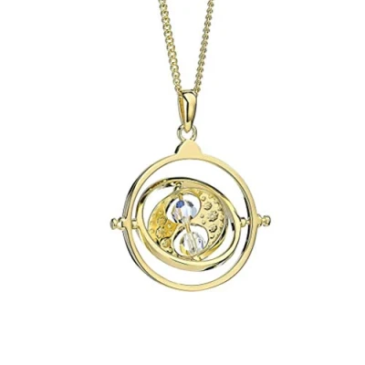 Image of Harry Potter Sterling Silver Time Turner Gold Plated Necklace Embellished with Swarovski® Crystals by The Carat Shop