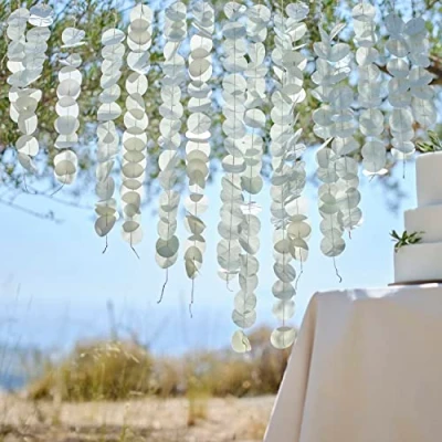 Image of Ginger Ray Sage Hanging Paper Tissue Wedding Backdrop Decoration, Green