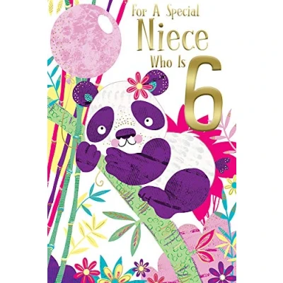 Image of Special Niece 6th Age 6 Today Cute Panda Happy Birthday Card Lovely Verse