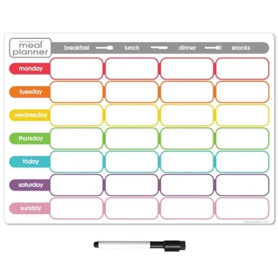 Image of TMS Magnetic Weekly Planner and Dry Wipe Pen, Meal Shopping List, Fridge Whiteboard for Prep, Notes Reminders, Daily Plan Erase Memo Board, Kitchen or Office