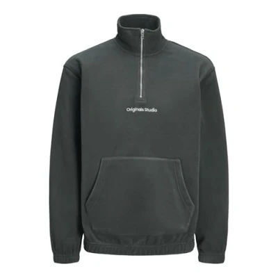 Image of Jack &amp; Jones Jorvesterbro Quarter ZIP Fleece jumper, Men&#039;s, Size: Medium, Forest river
