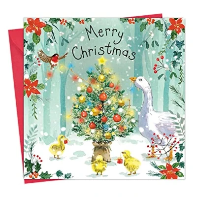 Image of Twizler Merry Christmas Card with Cute Ducklings Happy Xmas Womens for Her Female Mens Him Male