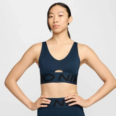 Image of Nike Performance INDY Plunge BRA BOLD Medium support sports bra, Women&#039;s, Size: Large, Armory navy/black/(white)