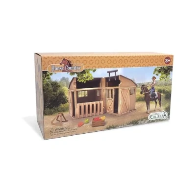 Image of CollectA Rider &amp; Accessories with Horse Stable Box Set Riding Playset, Animal Toys Figures, Realistic Hand Painted, Gifts For Toddlers Kids, Age 3 Years +