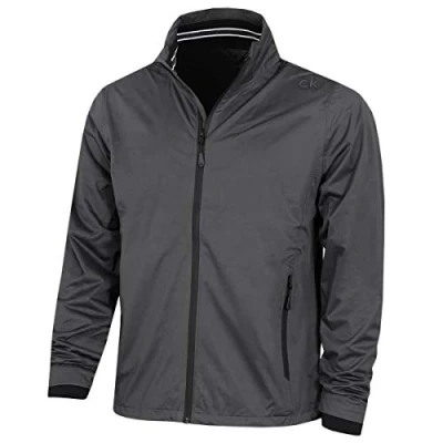 Image of Calvin Klein Mens Collar Detail Waterproof Jacket Charcoal/Black M