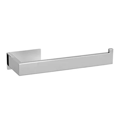 Image of WENKO Turbo Loc Towel Rail Genova Shine Decorative Stainless Steel Wall Holder for Fixing No Drilling Ideal Bathroom or Guest Toilet, Width 7.6 x Height 1.75 Depth 3 inches, Glossy